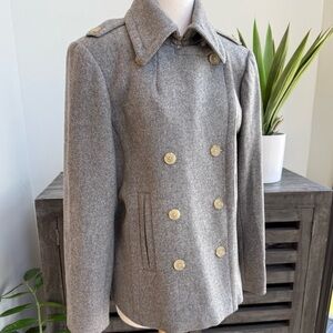 J.Crew Gray Wool Pea Coat Size M Double Breasted Classic